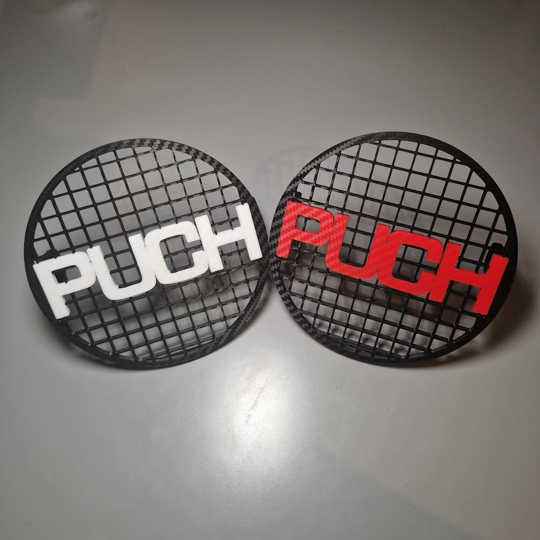 Puch Schrift Lichtgitter flach montiert auf Mofa – 3D-Druck PLA 130mm Lampe
